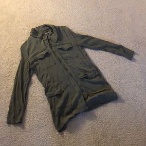 Olive green zip-up jacket